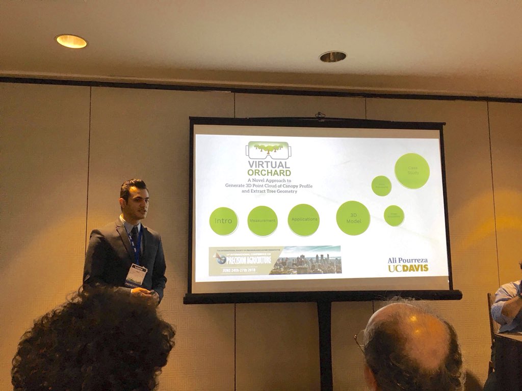 alirezapourreza's tweet photo. Talked about analysis of tree canopy geometry using #VirtualOrchard technology at the International Conference on Precision Agriculture in Montreal. #ICPA2018 https://t.co/9Z1odSDrQa