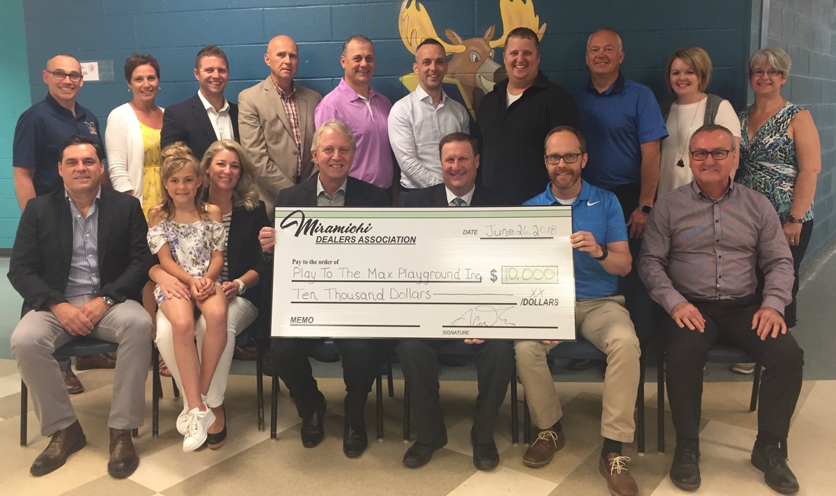 Another huge donation today from the Miramichi Dealers Association for $10,000.00!! On behalf of <a href="/AitkenAcademy/">Max Aitken Academy</a> and our Board of Directors - Thank You!!! #playgroundproject #smalltownbighearts