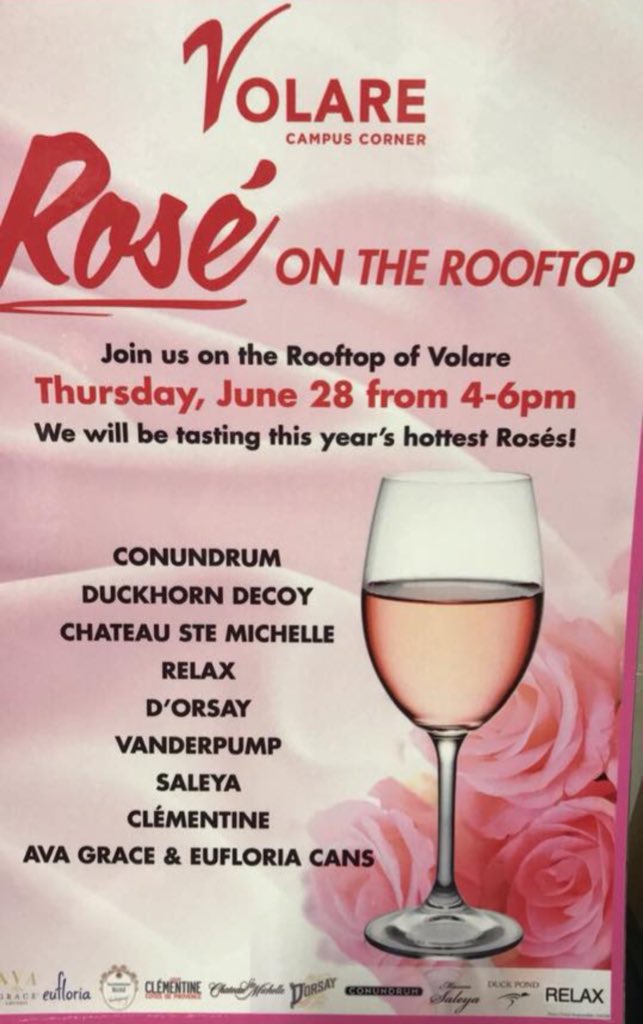Industry Happy Hour 4-6 this Thursday featuring Conundrum Rosé! Come by, Relax and Quench your thirst🍷🍺 #Fly #Volare #drinks