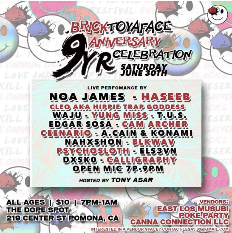 TheUpperSquad's tweet photo. To all of our friends in I.E and to the loyal ones that are willing to travel to Pomona, this is going to be a beautiful event with some of the most talented artists I’ve ever met💜💜 #TUS @BrickToYaFace @NoaJames https://t.co/2W1fIz2JBR