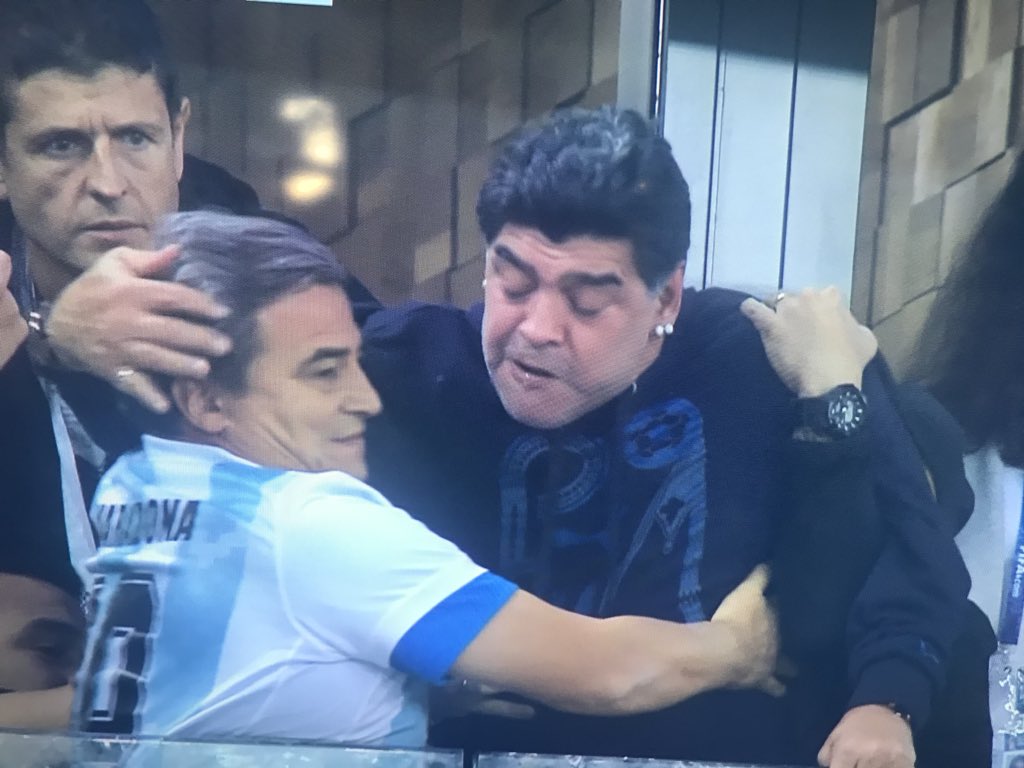 K_Pics_Editing's tweet photo. Diego Maradona swore blind he hadn’t been on the gear. #NGAARG @FIFAWorldCup #WorldCup2018 https://t.co/bZdRQxq4EY