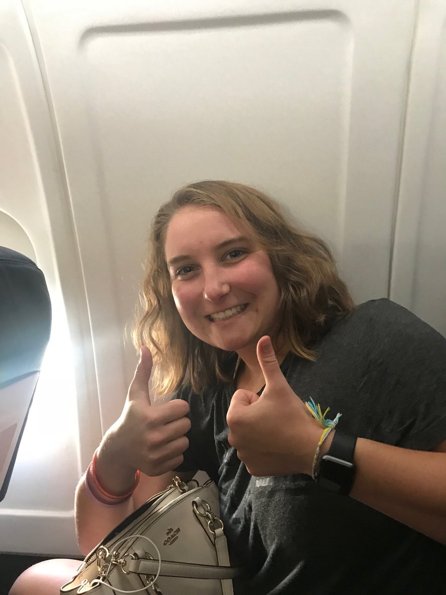 usd247's tweet image. Headed home.  Julie scored the window seat with no window. #backrow #TSAnationals18