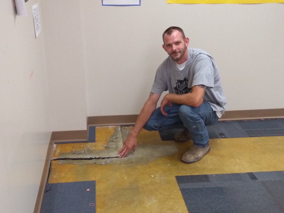 WoodsFoundation's tweet photo. We’re at Lafayette High School for the second phase of our project. We’re lifting settling slabs with PolyLevel. https://t.co/vuK2XiZrmt