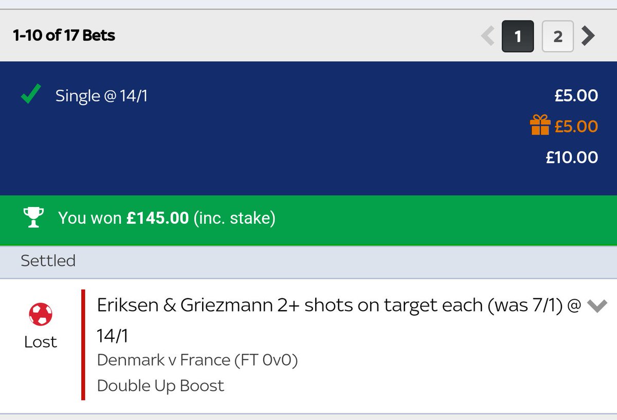 Bonusbanter's tweet photo. If anyone was on the Sky enhanced for France game it has just been settled as a WINNER after settling as a loss earlier due to disputed Erikson shot!!

Get in you beauty!!!!!!

#ChickeDinner https://t.co/AUmBoai5bL