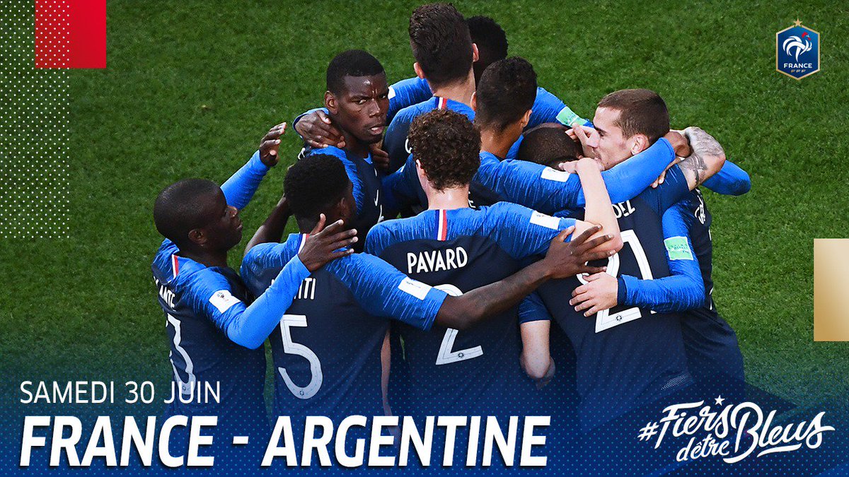 On affrontera l'Argentine samedi en 8ème de finale ! 
Un gros match pour continuer l'aventure 👊
#FRAARG #FiersdetreBleus