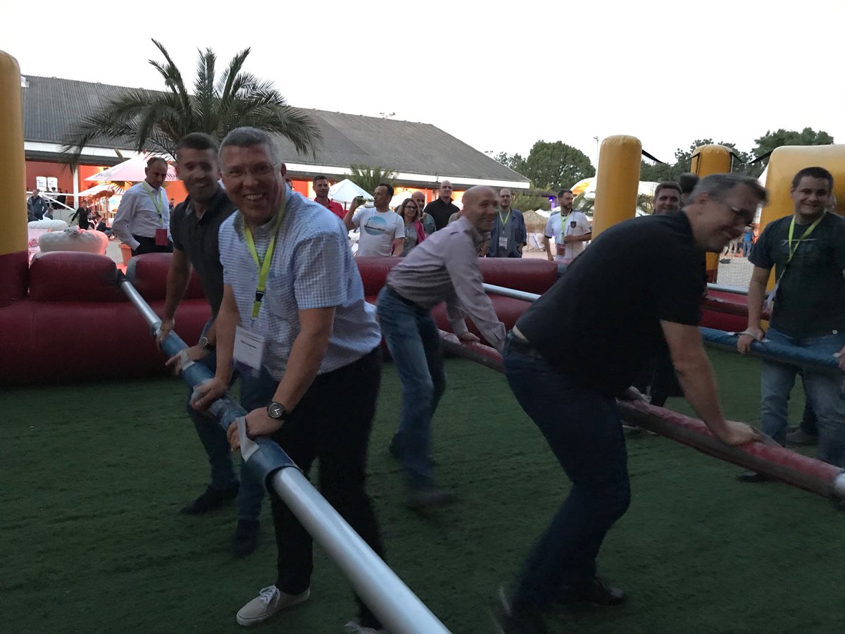 S_Baecker's tweet photo. We play our own World Cup at #caas18. @KraumeMike @RalfPaschen go for the goal ⚽️#CAautomation https://t.co/cqo6JCeHvW