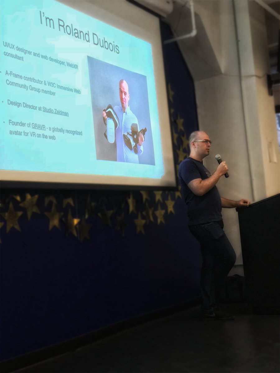 breakingnycnews's tweet photo. #WebXRWeek #NYC kick off with @immersivenyc &amp; @AframeVR #WebVR expert @rolanddubois presenting his working w/ @Vonage &amp; #VR for #SaaS conferences @Braze HQ https://t.co/lw6lFVGor3 https://t.co/vNwEIY9mP2