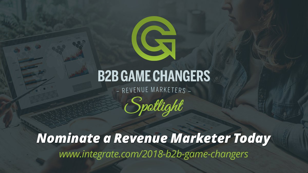 GrowthOpsCom's tweet photo. MOCCA sponsor @integrate is back with #B2BGameChangers! The 2018 spotlight is on revenue marketers, so if you know (or are) a top-notch marketer who’s crushing revenue goals, submit your nomination now: https://t.co/bv3ZkeP3Ne https://t.co/W1Qoerksk3