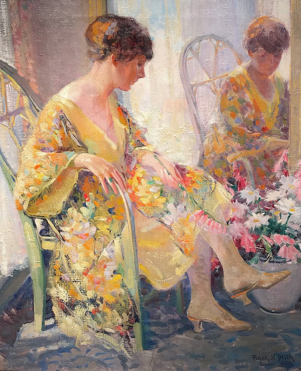 Gorgeous new acquisition by:

Frank Desch (1873-1935)
Morning Sunshine 
1925
Oil on Canvas 
30” x 25”

#frankdesch #art #americanart #StevenMeisel #painting #impressionism #frenchimpressionism #france #interior #artwork #artistsoninstagram