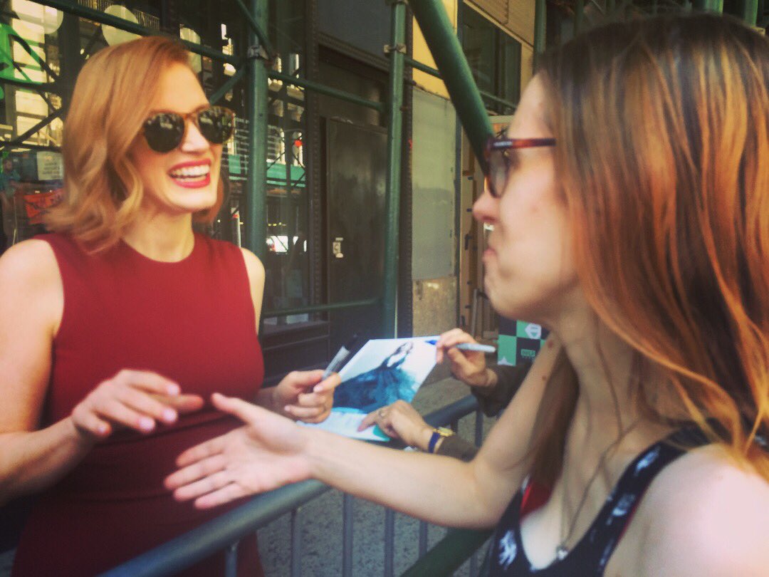 Me and Jessica Chastain outside build Nyc