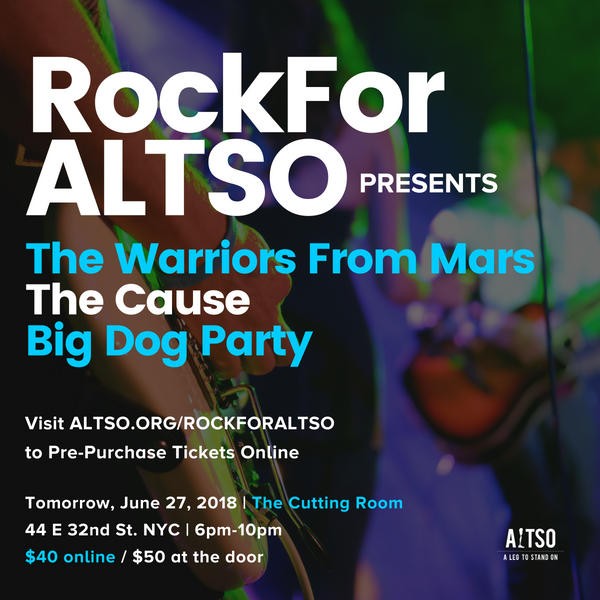connextconsult's tweet photo. 6/27: Join us tomorrow eve and #RockForALTSO @CuttingRoomNYC. Come rock out and rock for good with The Warriors From Mars, The Cause, & Big Dog Party and support @ALegToStandOn's #coolkids! Tickets: https://t.co/yCkPqDhLNC
#CharityTuesday #Fundraiser #Philanthropy #thenextevent https://t.co/qjaOHMVyug