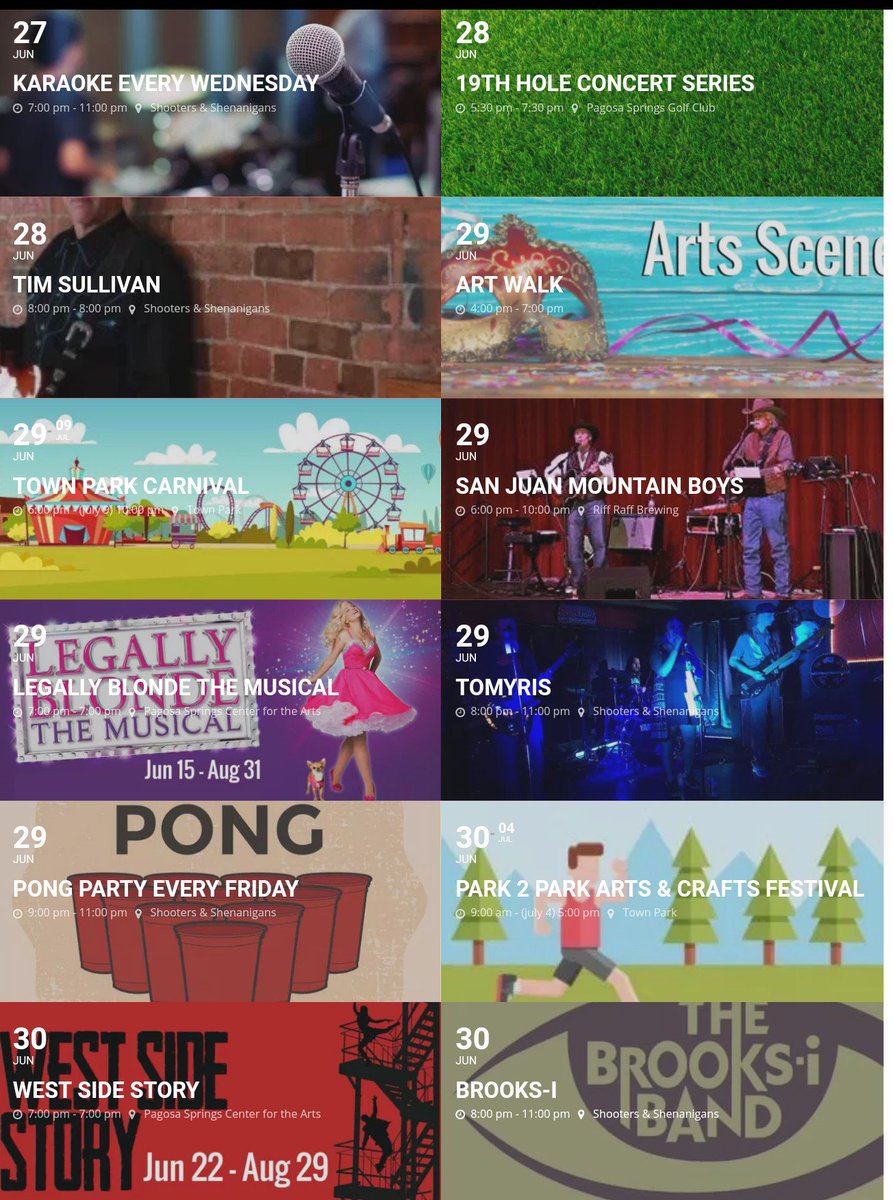 NowPagosa's tweet photo. Events this week in Pagosa Springs 
#pagosa https://t.co/bGBT2oyUaR https://t.co/iLbJiIMRpq