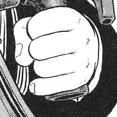 If you keep following the path of the cigar, it will lead you through the detailed gun into Arale's hands. THOSE HANDS. SO GOOD! Again, deceptively cartoony, but actually full of incredible nuance. Those are such beautiful authentic baby hands! #鳥山明  #Drスランプ  #ToriyamaAkira