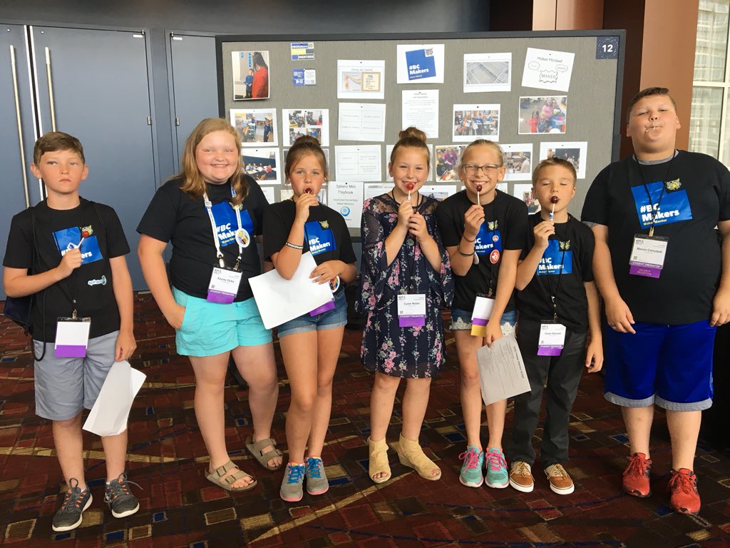 abridgesmith's tweet photo. We have suckers! Come see us at table 12 and learn about #bcmakers program! #iste18 https://t.co/u38Gr38rKc
