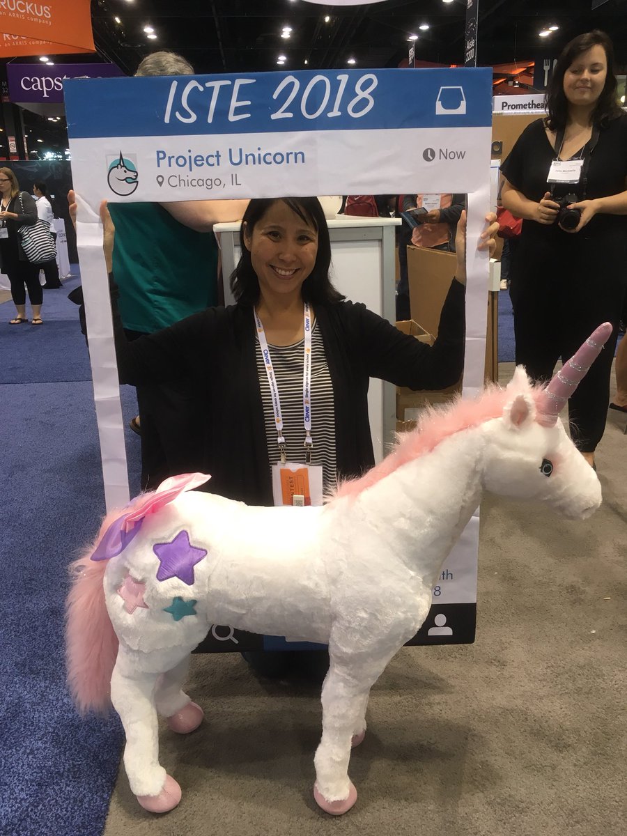 jen5734's tweet photo. @projunicorn Having fun! #messwiththeunicornyougetthehorn #iste18 https://t.co/hevYtHXfAe