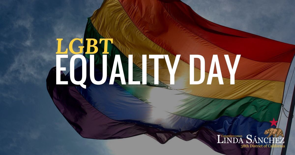RepLindaSanchez's tweet photo. Happy #Pride! I'm a proud co-sponsor of H.Res. 405, designating today as #LGBTEqualityDay. Three years ago, marriage equality became the law of the land. But the struggle for full equality is not over. We must fight and show the LGBTQ community we've got their back! https://t.co/KwYy8ChctS