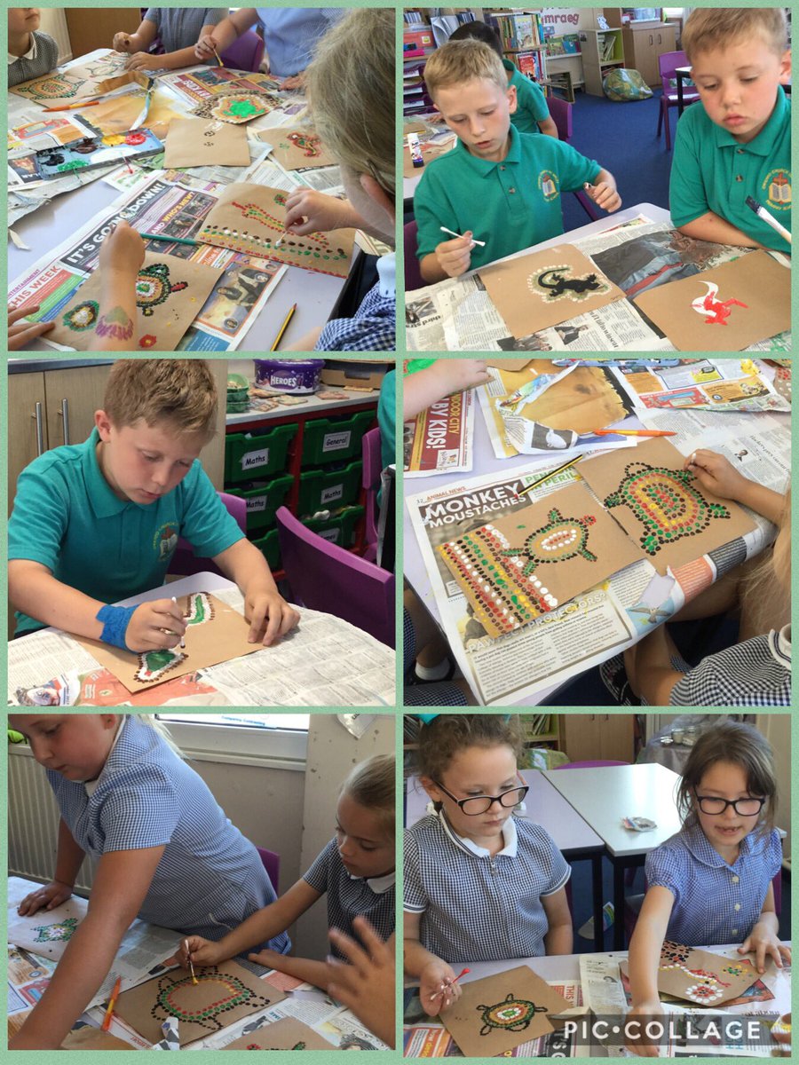 GwenfoCWPrimary's tweet photo. Blwyddyn Tri working hard on their Aboriginal art #WorldCup2018 #Australia #displaywork 😀⚽️🇦🇺 🎨 🖌 https://t.co/P3fwCZjFBt