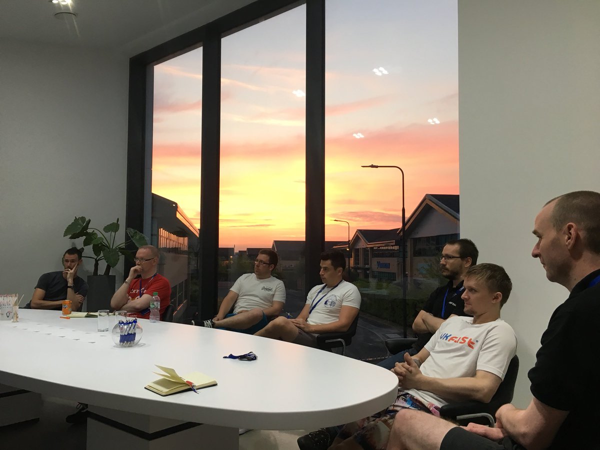 JonathanPBowers's tweet photo. Beautiful evening for a night shift team meeting at our new guard house. #ukfastemergencyservices @UKFast https://t.co/p8DB6C2WR4