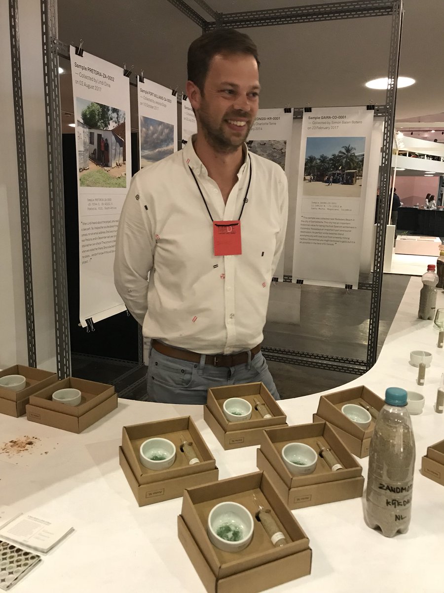 nannaindewar's tweet photo. Since 2010 Atelier NL has been collecting sand to melt into glass. Their stories of sand and the people who collected it are on show this week at MADE in São Paulo #MADE2018 @dutchdesignweek @NLinBrasil https://t.co/OTNP0gWBmu
