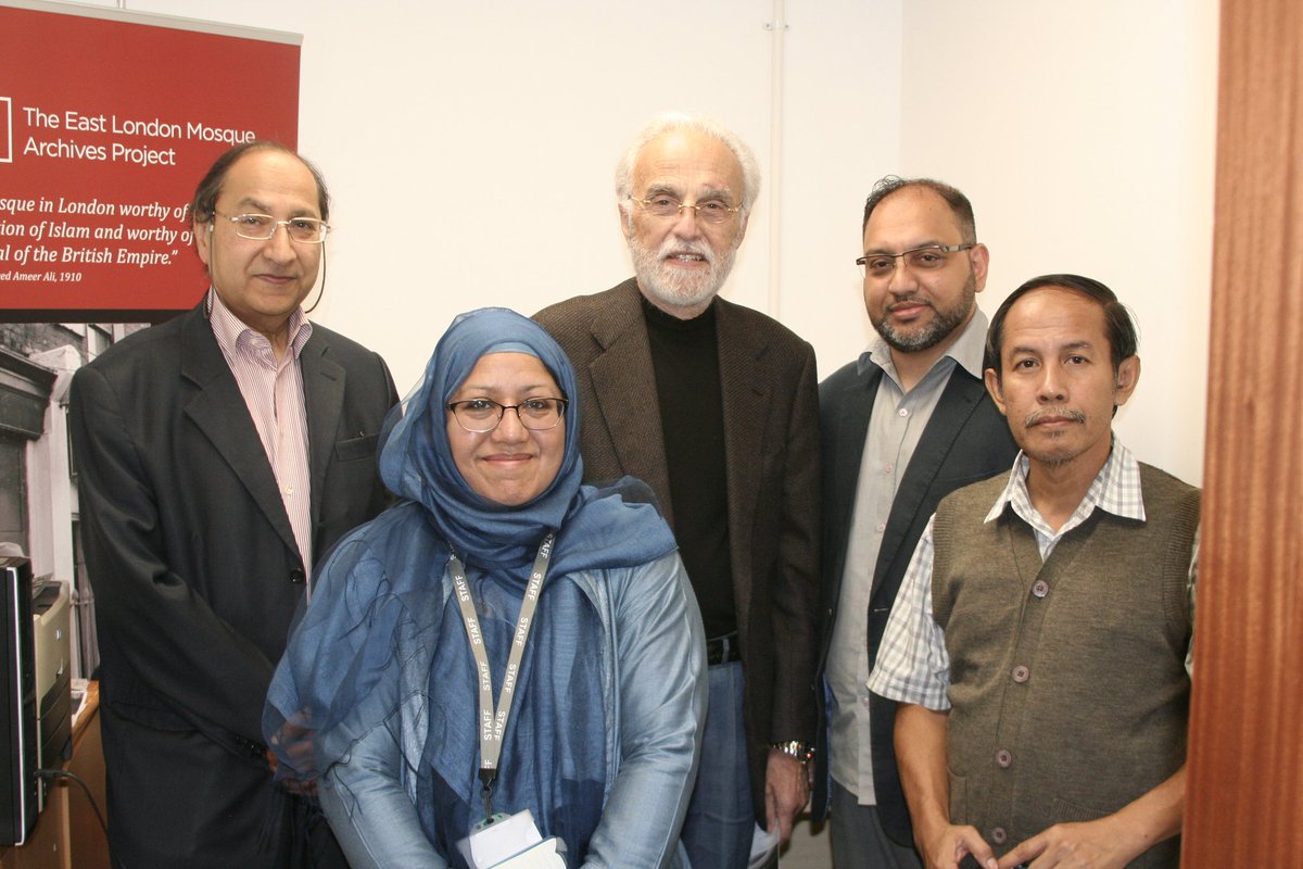Distinguished Professor John Esposito (centre), Georgetown University, drops in to view  archival material <a href="/elondonmosque/">East London Mosque & London Muslim Centre</a> with guest Arifin Hassan of Selangor, AU School of Political Initiative and Collaborative Engagement. Hosted by Sufia Alam,  Dr Abdullah Folik  &amp; Jamil Sherif