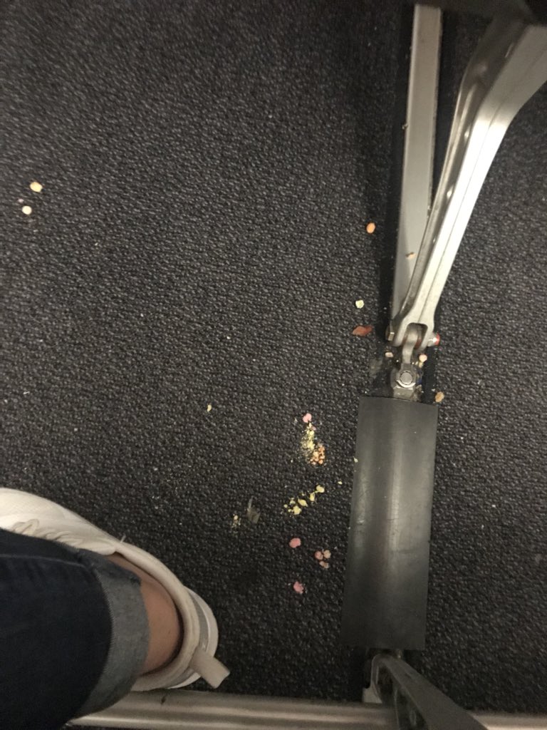 Lily_Putt_X's tweet image. Absoulutely disgusted that I’ve just boarded the @easyJet flight EZY2026 to Luton to see all this mess on the floor. Disgusted in this service and would not recommend unless you’d like to seat in someone else’s food😡 #angrycustomer