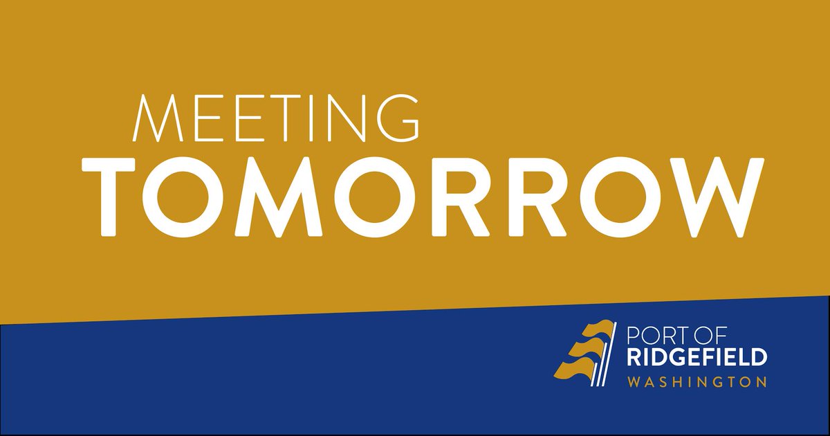 PortRidgefield's tweet photo. Join us tomorrow at 3 p.m. for an informative #portcommission meeting. On the agenda: commission report, innovation report, and a real estate update on the port’s #DiscoveryRidge and #WisdomRidge properties. Hope to see you there! https://t.co/4NjEFdOGE7