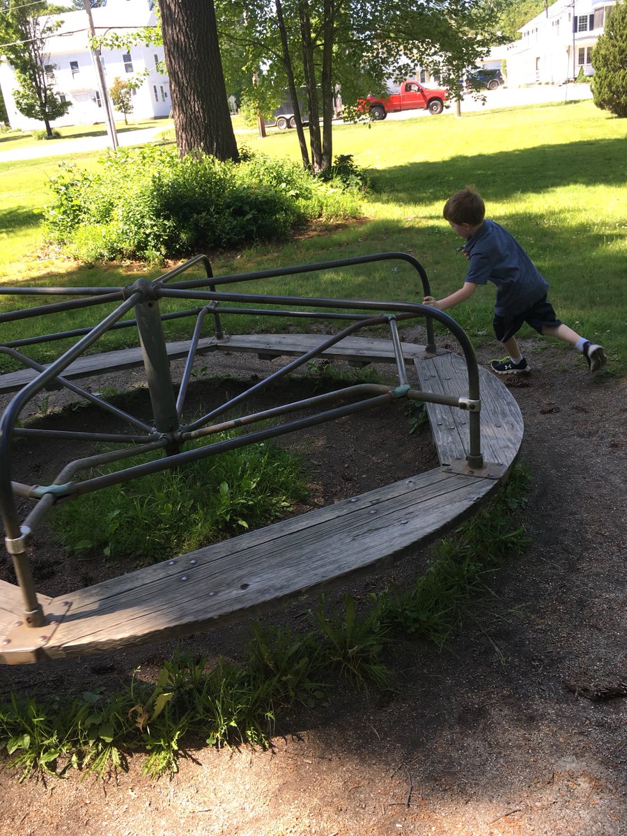 stillbpye's tweet photo. Few things make me happier than modern day children happily playing on the death traps of yore. #NothingSaysFunLikeTheRiskOfTetnus #SlideFastOrBurn #SPINMEFASTERMOM #BarfMachine #GoingBackTomorrow https://t.co/DCrkmjbr2B