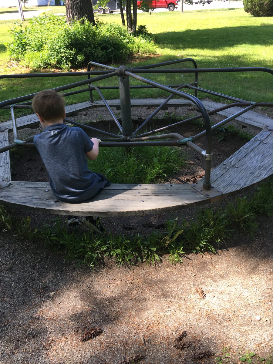 stillbpye's tweet photo. Few things make me happier than modern day children happily playing on the death traps of yore. #NothingSaysFunLikeTheRiskOfTetnus #SlideFastOrBurn #SPINMEFASTERMOM #BarfMachine #GoingBackTomorrow https://t.co/DCrkmjbr2B