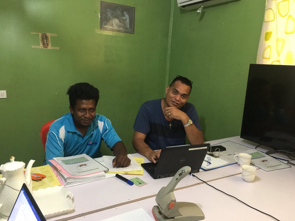 DrZullah's tweet photo. Hands on skill development and training on SOP and SEEMP drafting with Kiribati’s Seanan Shipping Manager and their vessel’s MV Kaekaman Captain #MTCCPacific #PIDSS @spc_cps @SprepChannel @EUPasifika @IMOHQ @ThierryNervale @ore_toua https://t.co/qKXV12pLBr