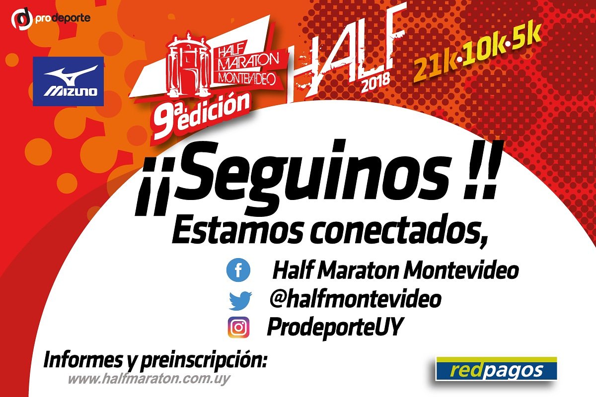 halfmontevideo's tweet photo. Estamos conectados. Seguinos. Se viene la #Half2018. Los esperamos el 12 de agosto en las Canteras del Parque Rodó. https://t.co/fxSW9jblC0