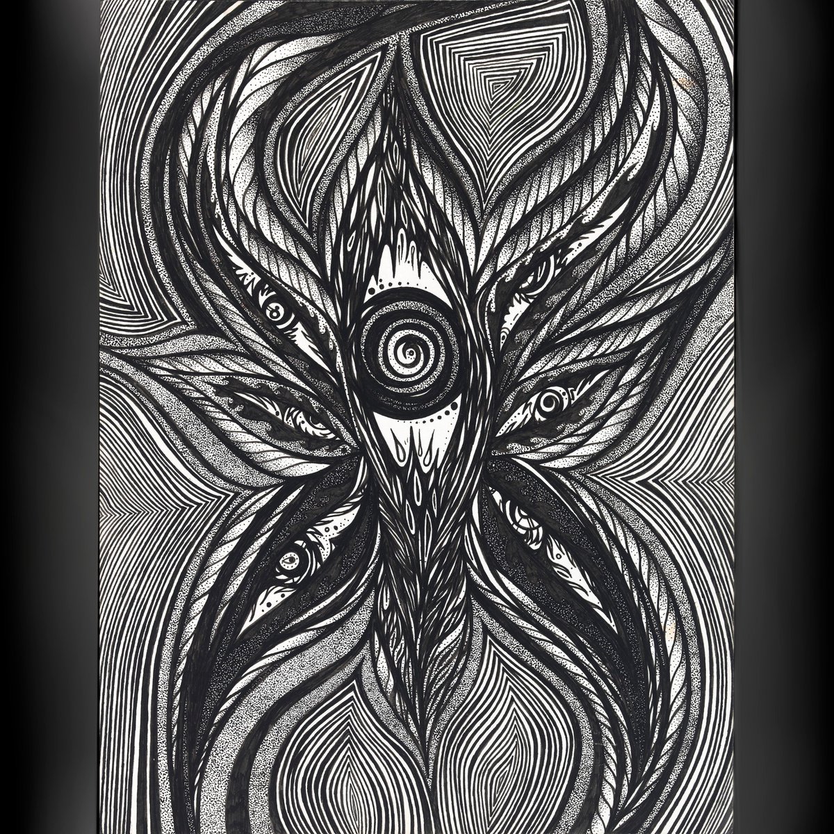 Helioscence's tweet photo. Part of a series of 9 drawings incorporating heavy emphasis on stippling, balance, rhythm and linear variation/experimentation. #Zealous #ZealousSeries #Ink #InkDrawing #Stippling #LineVariation #SymmetryArt #HealingArt #TransformativeArt #Entranced #Hypnosis #Divinorum #Drawing https://t.co/PFKHzbvlWL