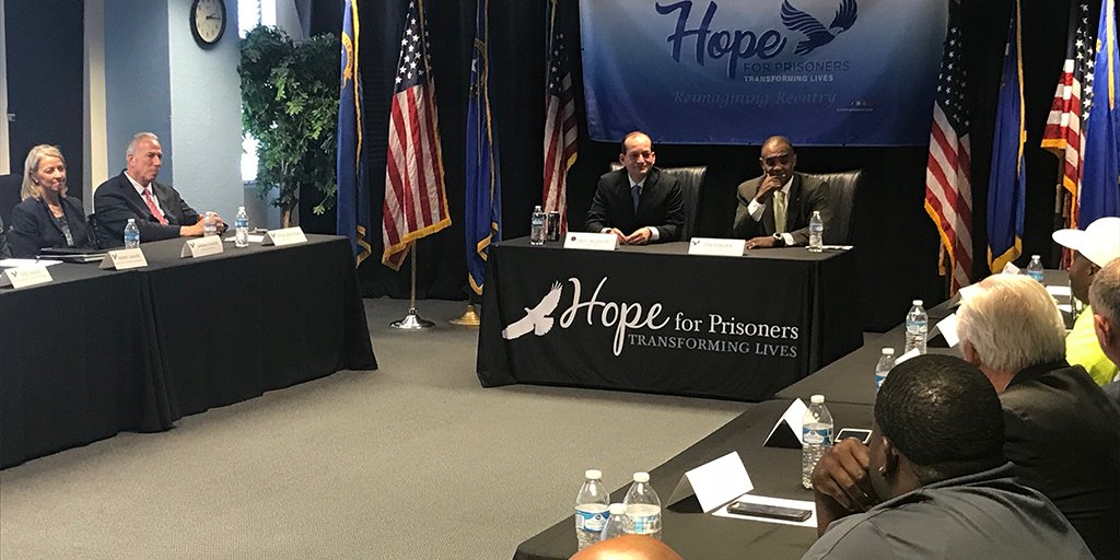 U.S. Secretary of Labor Alexander Acosta visiting HOPE for Prisoners in Las Vegas, Nevada.