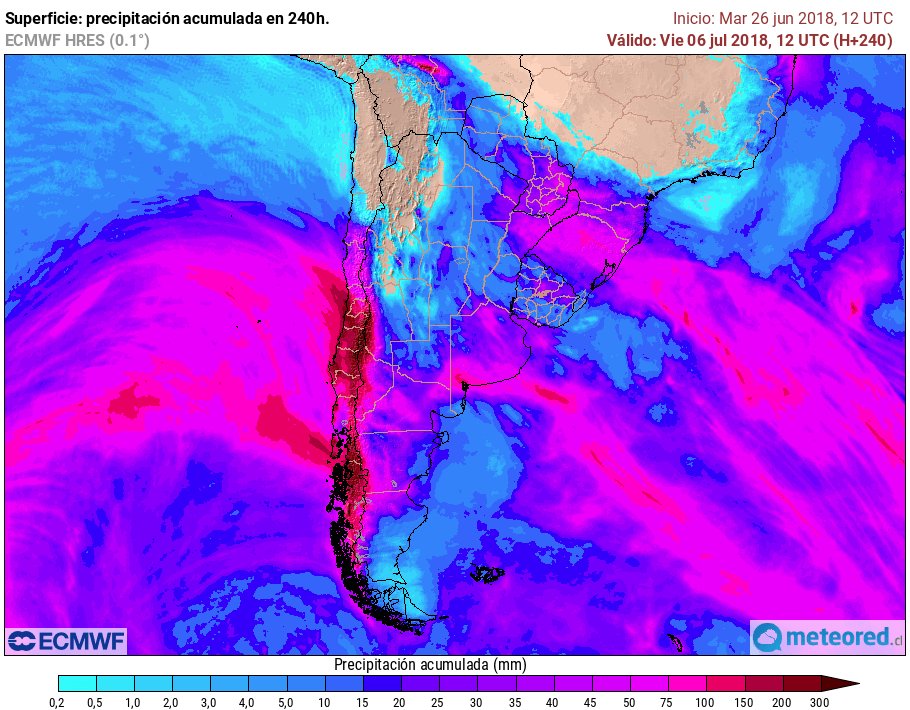 QuilpueMeteo's tweet photo. Proyección de lluvias próx 10 días en Chile.
Para la zona central del país se esperan al menos 2 eventos fuertes, podríamos tener acum sobre los 100 mm en la región de #Valparaíso.
Primer frente ingresa el domingo con vientos de sobre 70 km/h.
En monitoreo. #Redmeteoaficionada https://t.co/qvnfgGrtRW