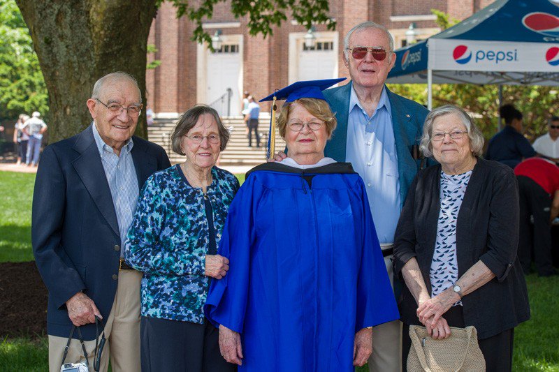 UDelaware's tweet photo. Carol White, 81, began her #UDel journey in 2001 and has earned her bachelor’s degree in American History as one of the oldest members of the Class of 2018. Congratulations Carol! #UDGrad2018 https://t.co/rMSdxLiZtb https://t.co/74b0UPTSiE