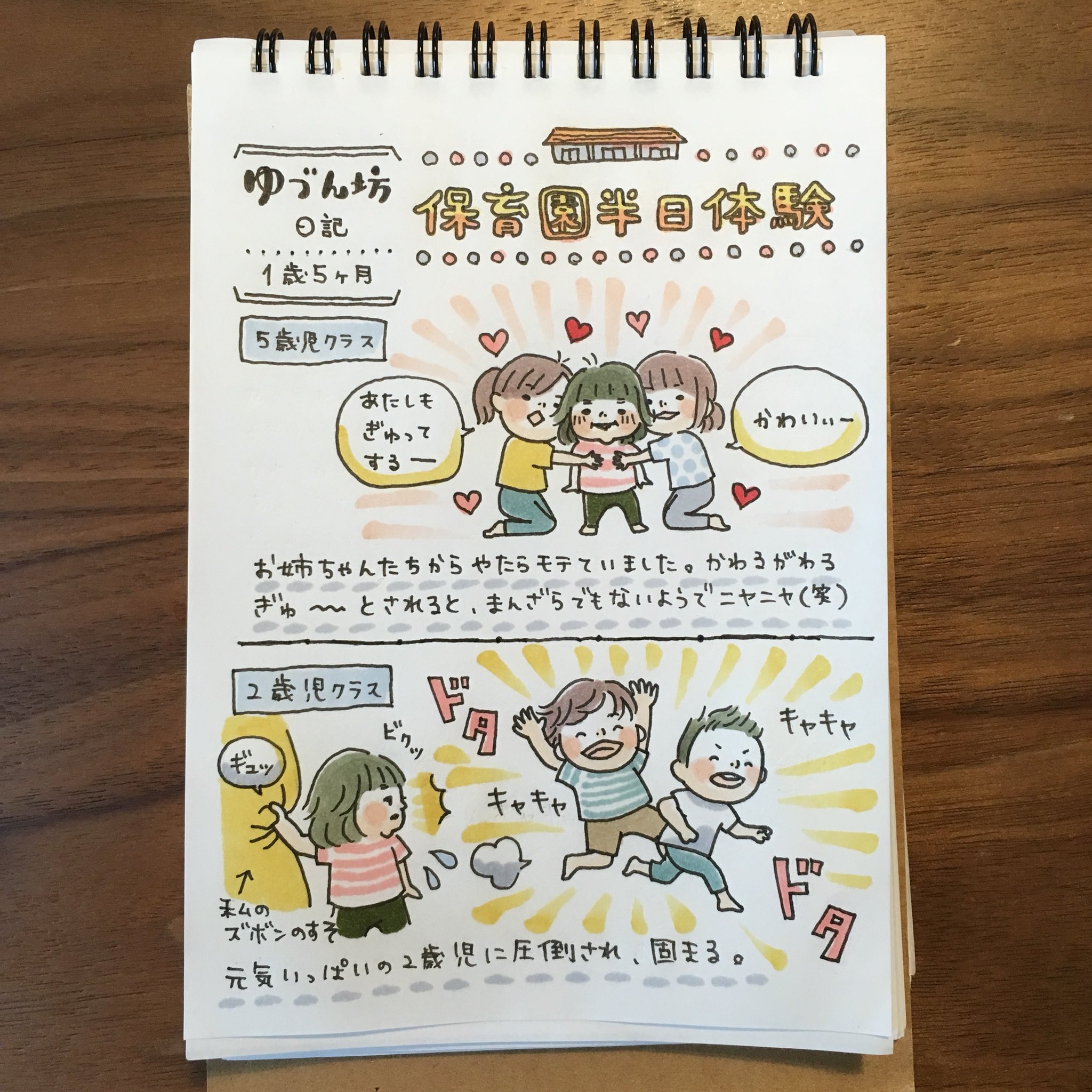 Hitsujiya 3 保育園半日体験へ行ってみた 保育園児みんなしっかりしててびっくり 育児 育児あるある 育児日記 1歳 1歳5ヶ月 女の子 ママ イラスト 手書きツイート イラストエッセイ 子育て コピック T Co 3uonhgdcoa Twitter