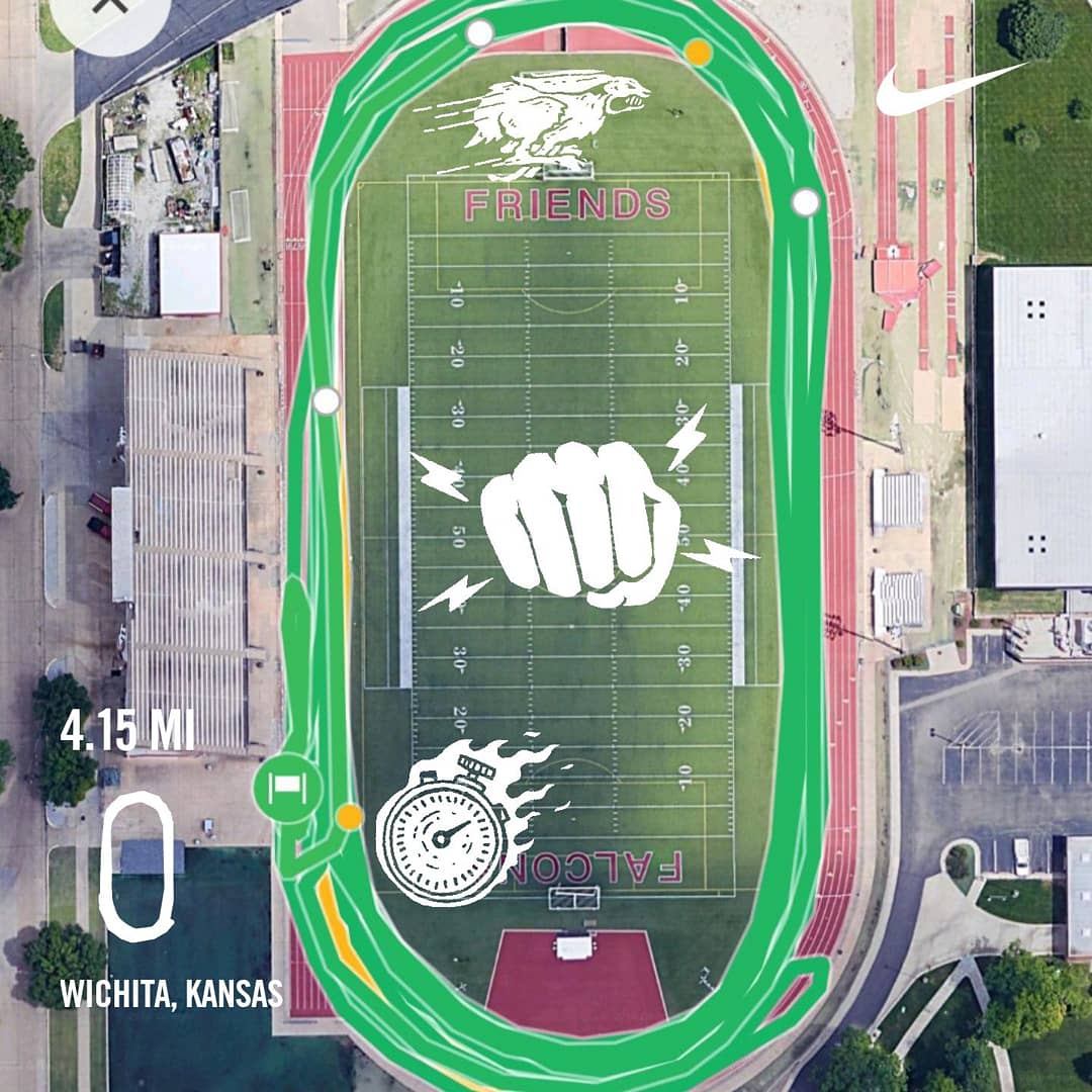 CoachPorter77's tweet photo. Friends, I drive 50 min from Ark City to do this workout! Free, available to ALL fitness levels Tuesday 7pm. Sign up on the @FleetFeetWichta website. Join me! #worthit #carpool #morethemerrier #tracknight #PFM18 #PFMJoes
@runpfm #Attackgoals #IfIcananyonecan #Grit #ffict https://t.co/RhXf6BU4RO