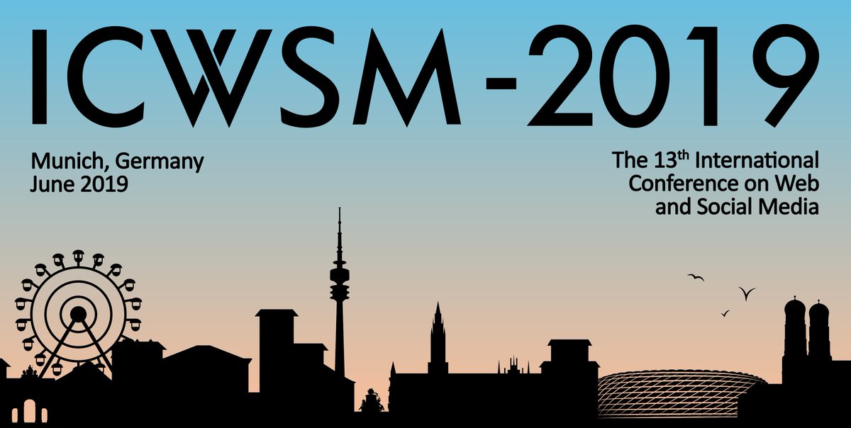 Spread the words! <a href="/icwsm/">ICWSM</a> 2019 will take place in Munich in June 2019. <a href="/TU_Muenchen/">TU München</a> <a href="/HfPMuenchen/">HfPMuenchen</a> #CSS #ICWSM