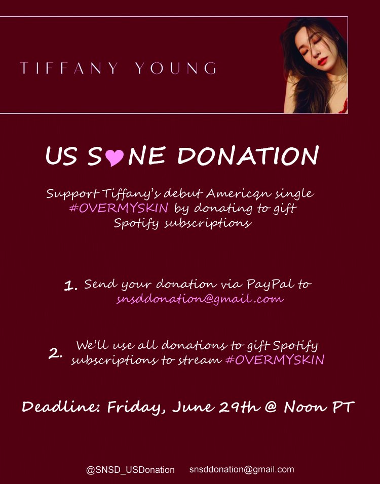 SNSD_USDonation's tweet photo. ❗We've received enough donations for 68 (SIXTY EIGHT) Spotify Premium accounts ❗

If you haven't already, please connect with our partner @fanybillboard if you can stream for the 《#OVERMYSKIN x Spotify Project 》

We need streamers! Thank you all for your generosity 🙇‍♀️ https://t.co/t9gxexywsz
