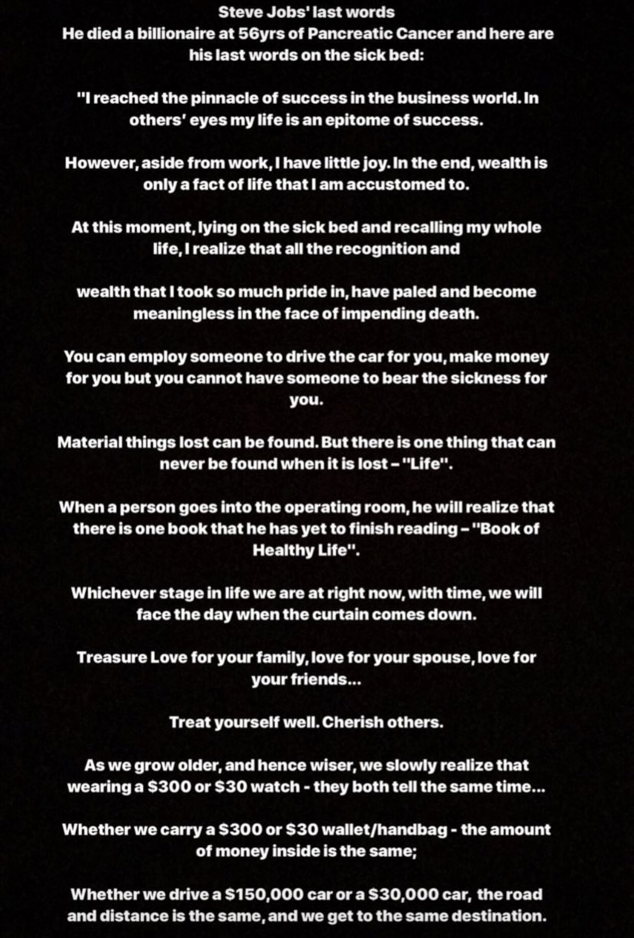 Dj Schofield Best Thing I Ve Read Today It S A Quote From Steve Jobs On His Death Bed Very Eye Opening T Co Eak0el8djw Twitter