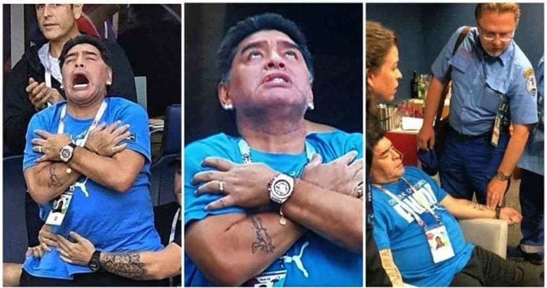 RevistafusionC's tweet photo. @DiegoAMaradona y el triste  show desde la tribuna en el estadio de #sanpertersburgo 🙈  #rusia2018 #Rusia2018 https://t.co/55RHpdWs4p