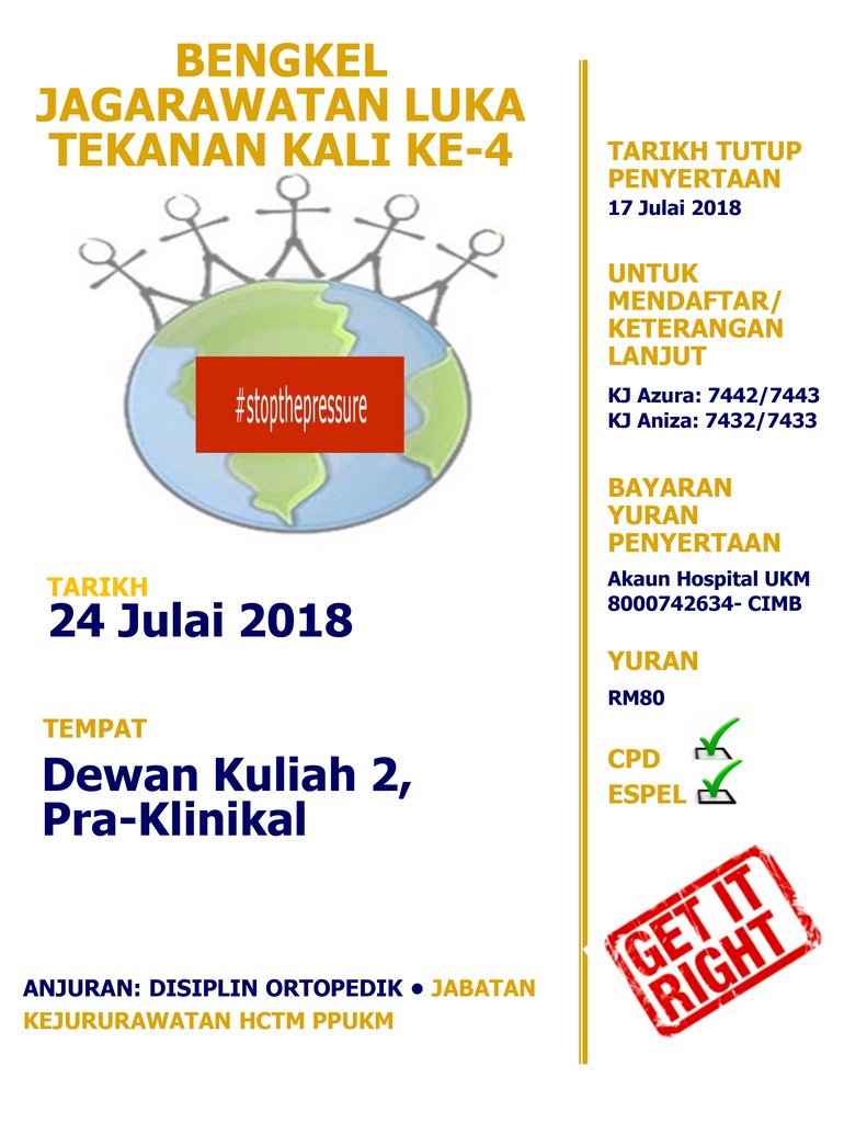 Ukm Malaysia On Twitter Dijemput Menyertai Bengkel Jagarawatan Luka Tekanan Kali Ke 4 Pada 24 Julai 2018 Ini Penyertaan Sebelum 17 Julai 2018 Yuran Rm80 Akaun Hospital Ukm 8000742634 Cimb Sila Hubungi