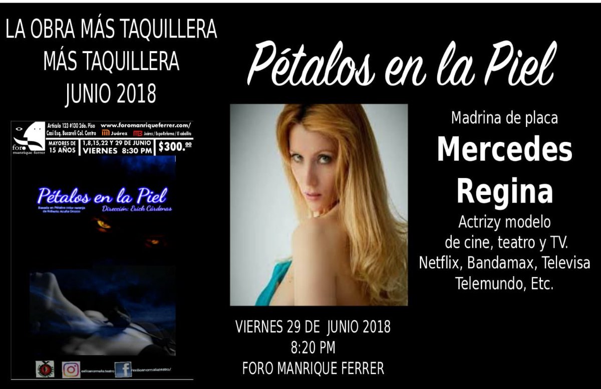 exilio_teatro's tweet photo. ¡Los esperamos este viernes a las 8:20 pm! En el @ForoManriqueF ¡Disfruta de los placeres! @CarteleradeT @CarteleraCDMX @TeatrosMX @CDMXyteatroDF @elteatrocdmx #viernesdeteatro #teatro https://t.co/4WN2u2xbxd