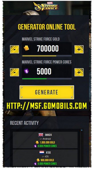 Marvel Strike Force Hack Cheat - Power Cores and Gold / X