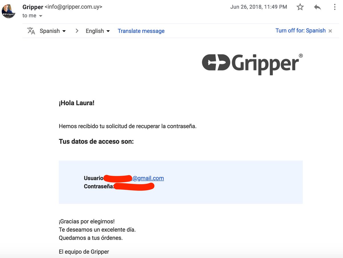 LauryStana's tweet image. @gripperuy Acaba de enviarme mi contraseña en texto plano, no un link para cambiarla ni nada, mi contraseña en TEXTO PLANO. WTF??????? No gracias!!!! 🤬🤬🤬🤬🤬🤬🤬🤬🤬🤬 #DeleteAccount #Why #HackersParadise
