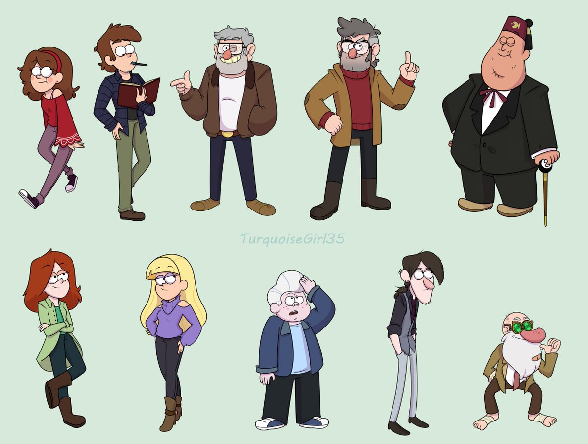 Gravity Falls grow up characters (2018), image size:1200x907