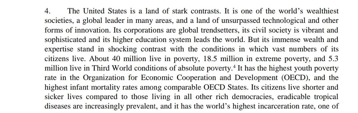 34rthHum4n's tweet photo. @BlackSocialists @UN explained the #US undermined #democracy, increased #inequality, &amp; #thirdworldpoverty concisely in 20pgs(including  citation). Evidence we should be fighting back has mounted for 50yrs; People STILL prefer cognitive dissonance and system justification.https://t.co/Wc6lCWseC0 https://t.co/A8nP2xKFf7