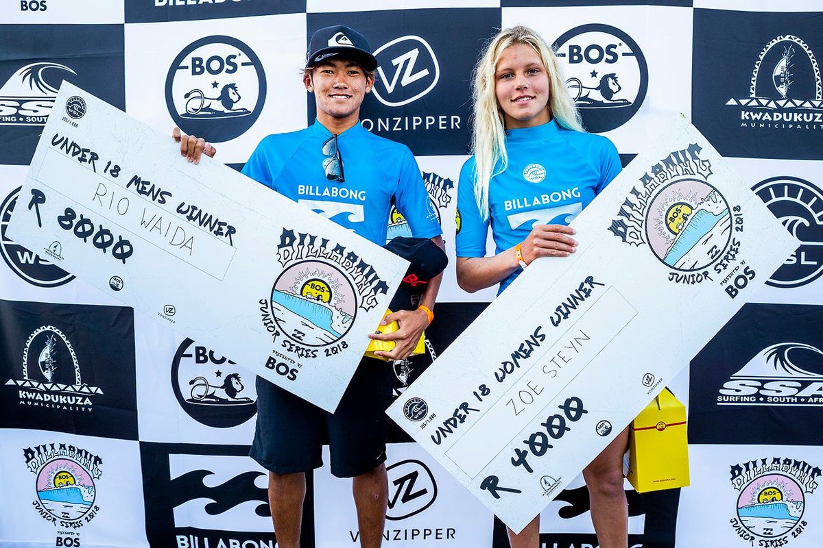The two winners of the <a href="/billabong1973/">Billabong</a> Ballito Pro Junior Series surf competition.
Who says the #paygap is a myth?
Sadly coaching, equipment, physio, travel, entry fees etc aren’t half the price for female competitors!
#equality #sports #billabong
