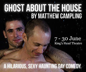 MyTheatreMates's tweet photo. Five actors. Two time periods. How are they connected? Only a few days left to see @camplinghicks' new 90-minute haunting gay comedy @GhostAboutHouse at @KingsHeadThtr. Must finish 30 June. https://t.co/zGOVJj9IXY #Featured https://t.co/Y7R0raJIXr