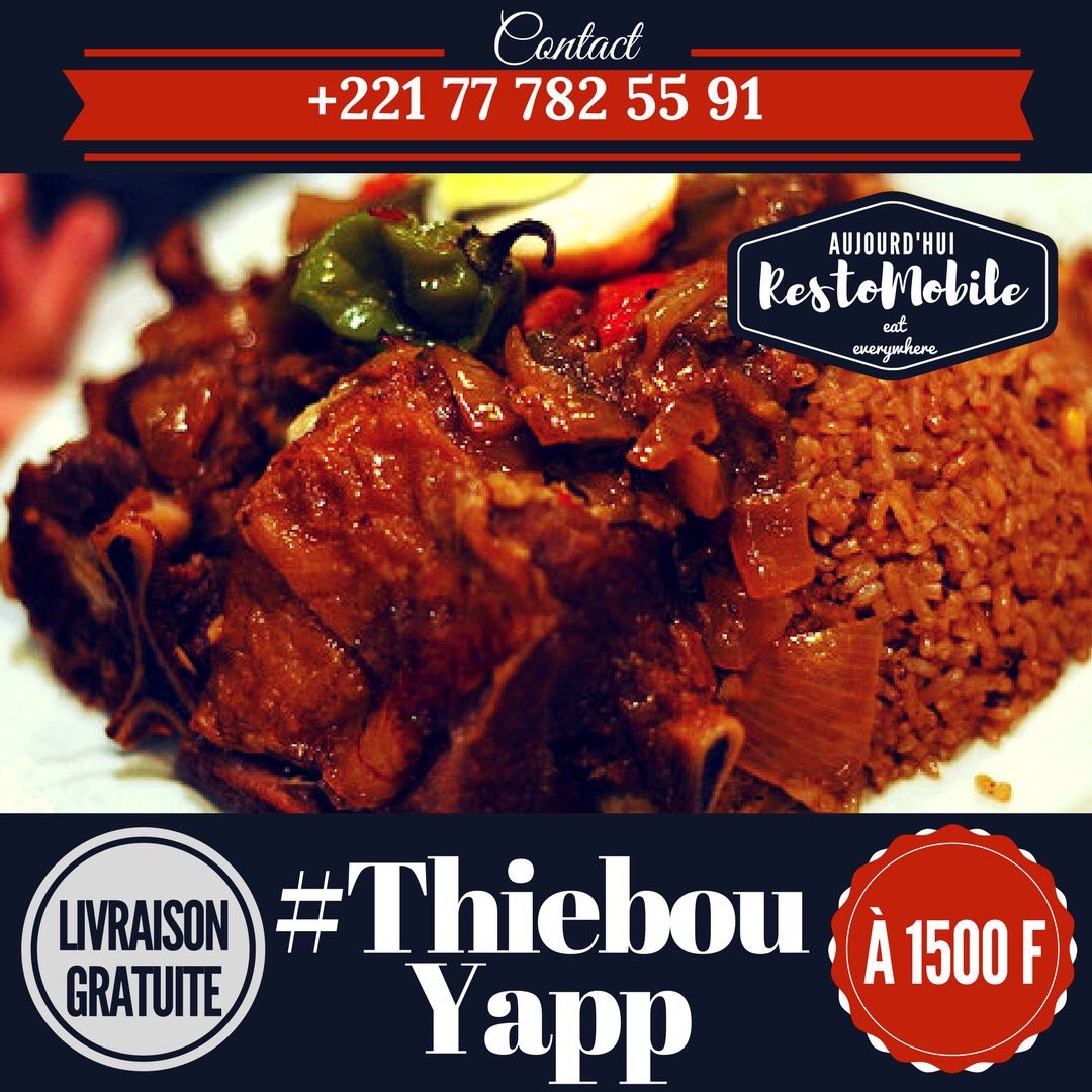 RestoMobile221's tweet photo. Legui pause jott! Alors loo wakh ci Plaatou sa bureau à 1500F les 10 premiers clients dougn fey la livraison - Appelez-nous vite au +221777825591 by @JUMO_WeMo
#ThiebouDiene #Yassa #Alloco #Sauce #Mafé
#Kebetu #Attiéké #Dakar https://t.co/8YYOwBUTV2