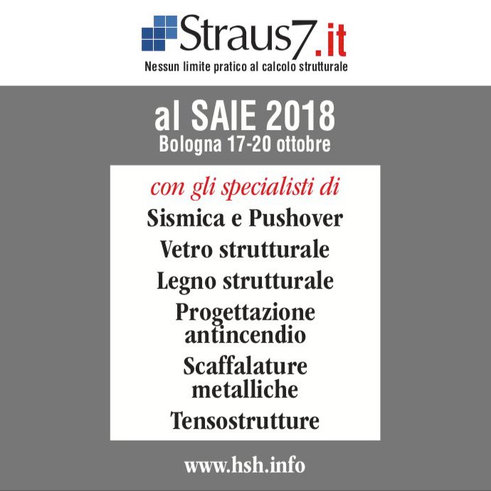 SAIEfiera's tweet photo. Fra gli espositori al prossimo #SAIE2018 HSH Srl, specializzata nel campo dei #software di #calcolostrutturale: “Porteremo un aggiornamento del software #Straus7. Perchè saremo a #SAIE? Per essere più presenti nel settore specifico dell’#edilizia” #network https://t.co/HOvwmFdjMQ https://t.co/4bMGyTfSLl